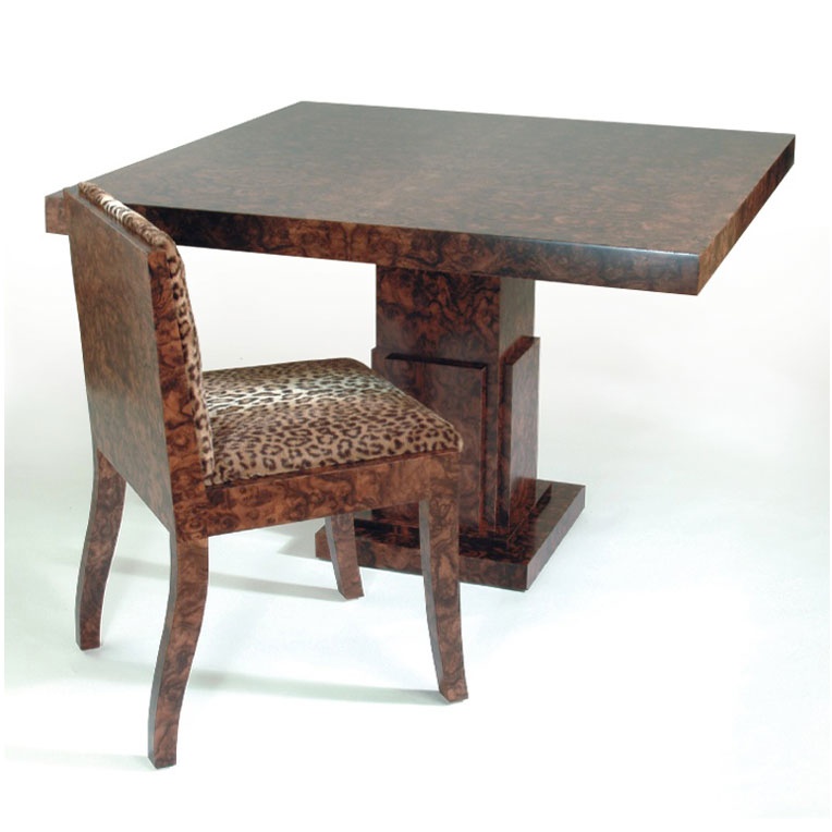 Burr Walnut dining table and chair